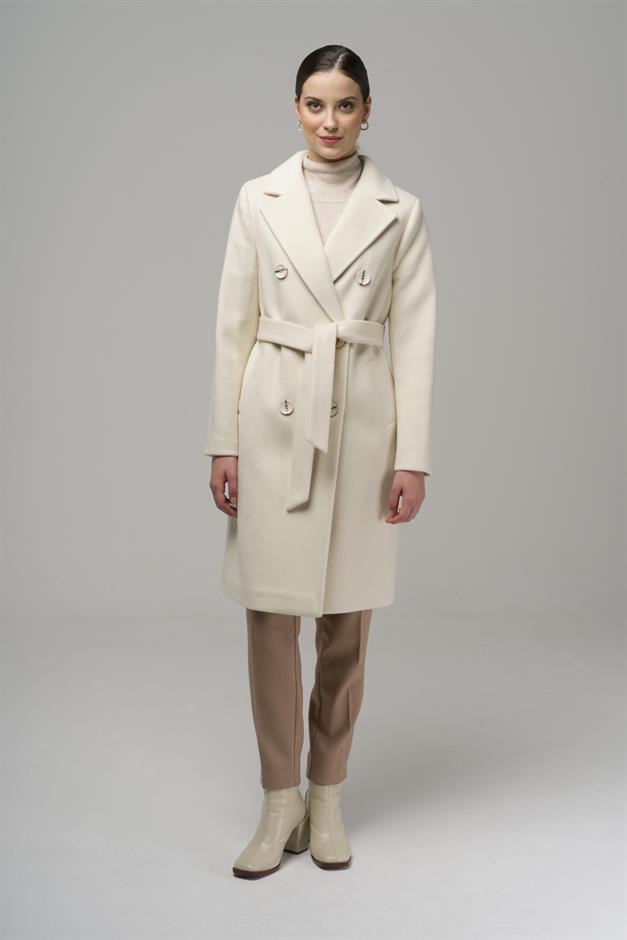 Mens Double Breasted Collar Coat IVORY 3934