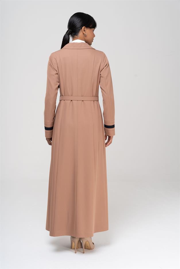 Erkek Yaka Punto ve Kemer Detaylı Astarlı Pardesü KAMEL 6552