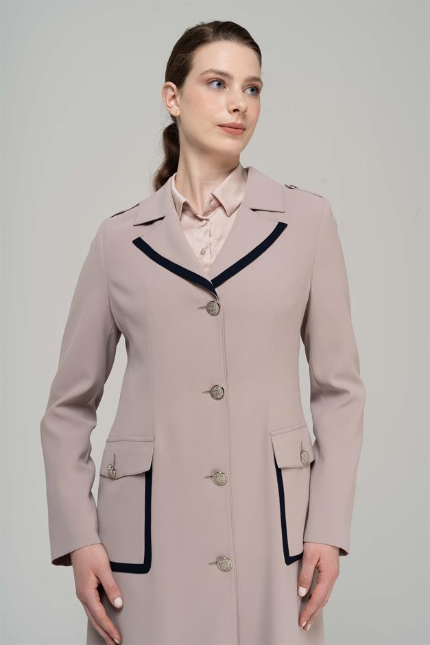 Erkek Yaka Torba Cepli Apolet ve Garni Detaylı Astarlı Pardesü TAŞ 6577