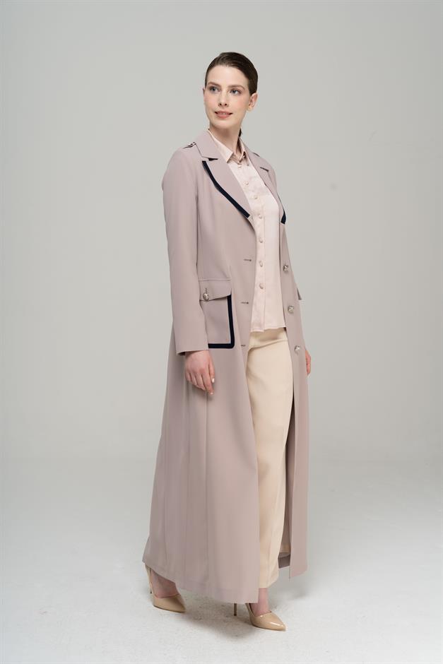 Erkek Yaka Torba Cepli Apolet ve Garni Detaylı Astarlı Pardesü TAŞ 6577