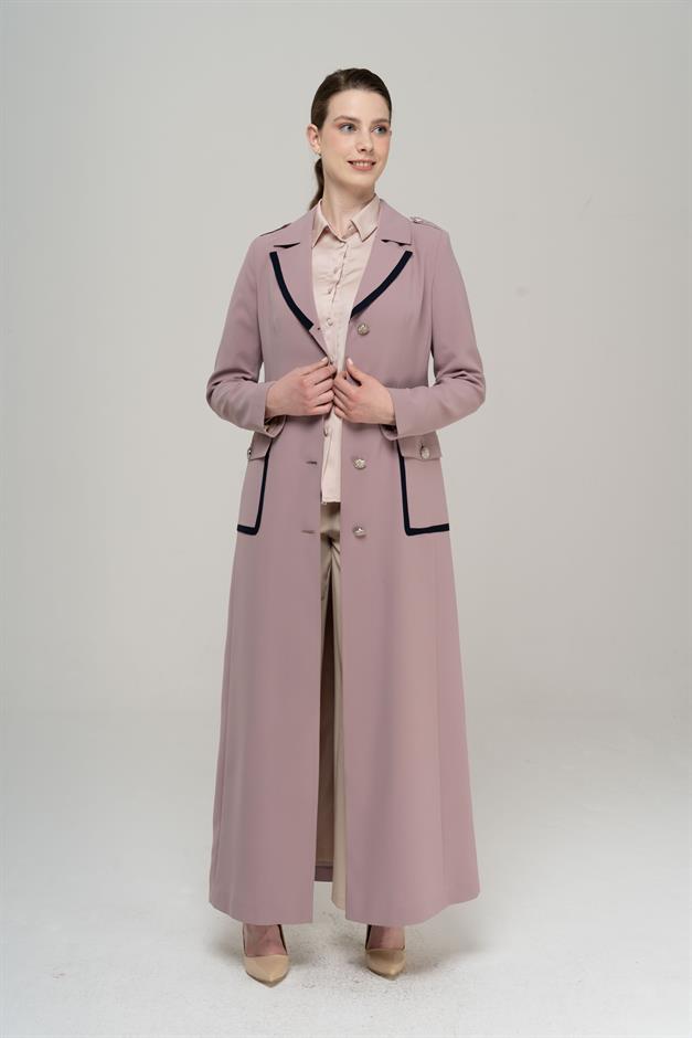 Erkek Yaka Torba Cepli Apolet ve Garni Detaylı Astarlı Pardesü PUDRA 6577