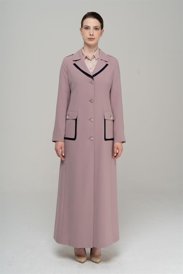 Erkek Yaka Torba Cepli Apolet ve Garni Detaylı Astarlı Pardesü PUDRA 6577