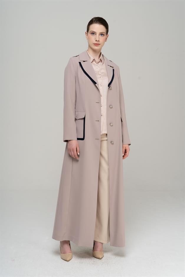 Erkek Yaka Torba Cepli Apolet ve Garni Detaylı Astarlı Pardesü TAŞ 6577