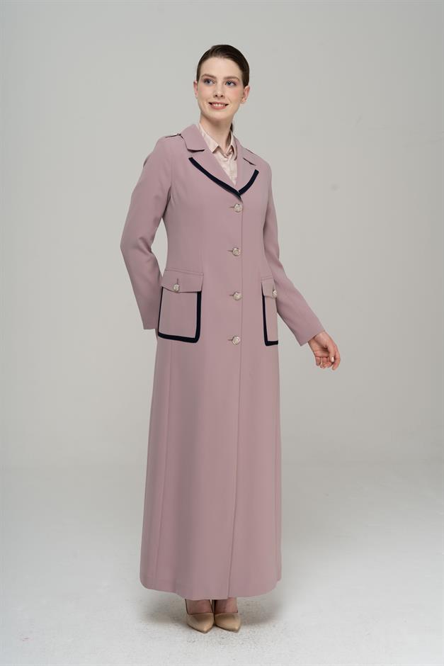 Erkek Yaka Torba Cepli Apolet ve Garni Detaylı Astarlı Pardesü PUDRA 6577