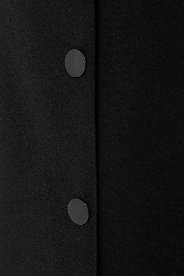 معطف فرو رجالي بياقة قابلة للإزالة أسود 3620-Y