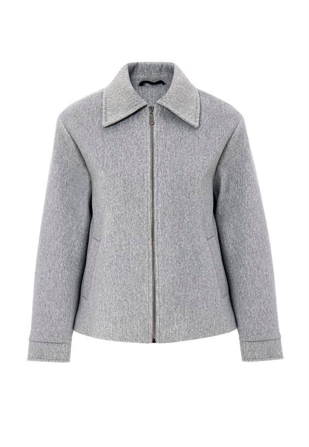 Fermuar Kapamalı Oversize Kısa Kaban AÇIK GRİ 3157