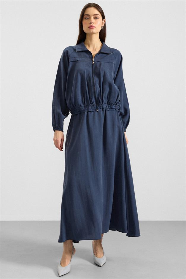 Fermuar Kapamalı Soft Kumaş Etek Ceket Takım İNDİGO 9390-TK