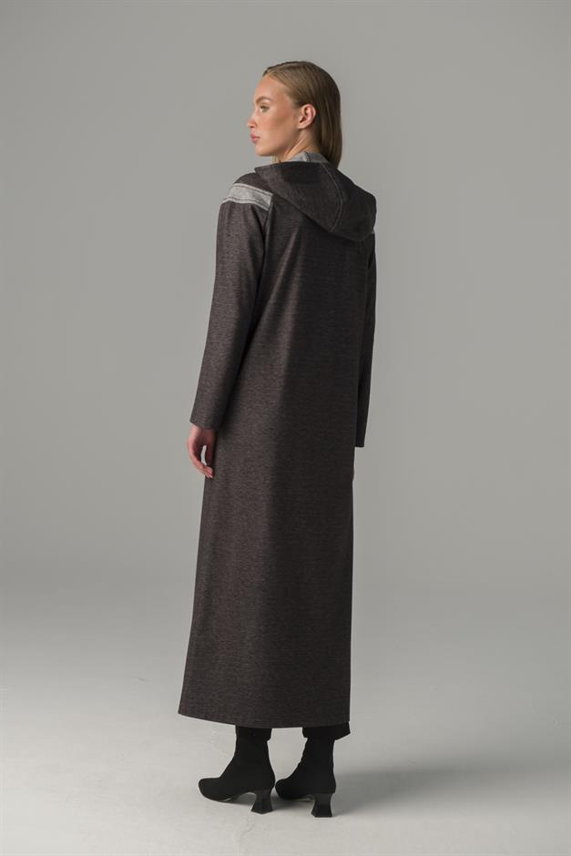 Fermuarlı Garni Detaylı Kalın Örme Astarsız Kap ANTRASİT 6279