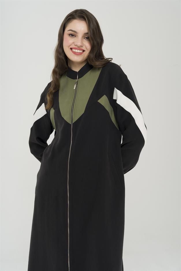 Garni Detaylı Fermuar Kapamalı Astarsız Kap SİYAH 6471