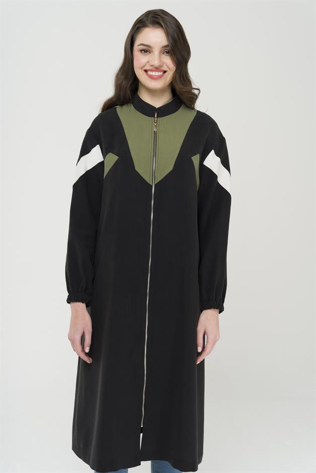 Garni Detaylı Fermuar Kapamalı Astarsız Kap SİYAH 6471