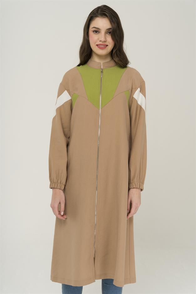 Garni Detailed Zipper Closure Unlined Coat VIZON 6471