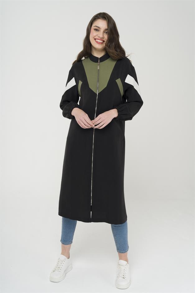 Garni Detaylı Fermuar Kapamalı Astarsız Kap SİYAH 6471