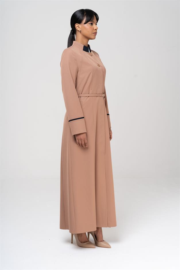 Garni ve Punto Detaylı Kemeri Zincirli Astarlı Pardesü KAMEL 6567