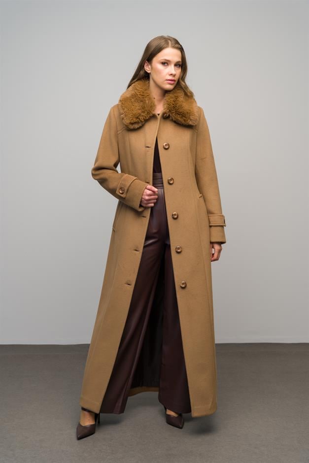 Detachable Fur Coat with Shirt Collar K. KAMEL 3071