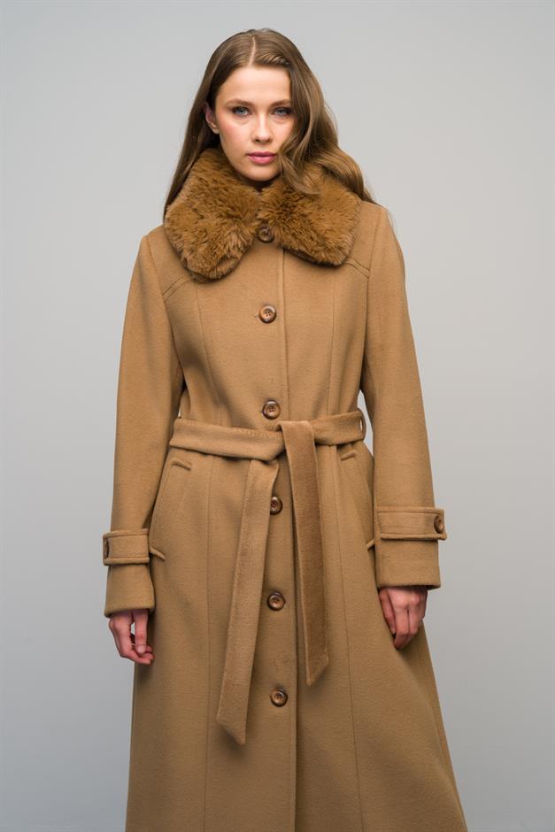 Detachable Fur Coat with Shirt Collar K. KAMEL 3071