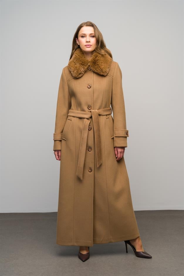 Detachable Fur Coat with Shirt Collar K. KAMEL 3071