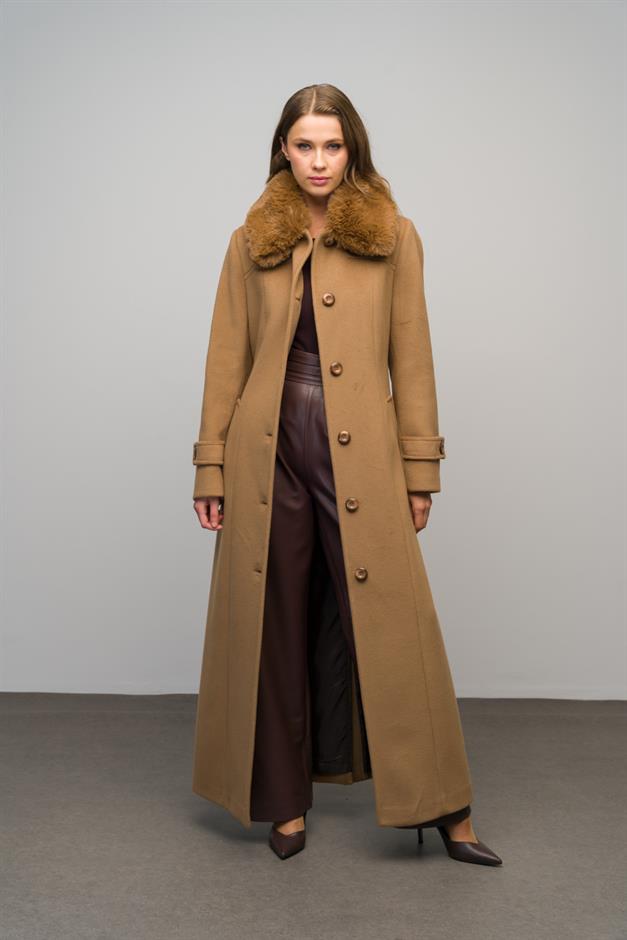 Detachable Fur Coat with Shirt Collar K. KAMEL 3071