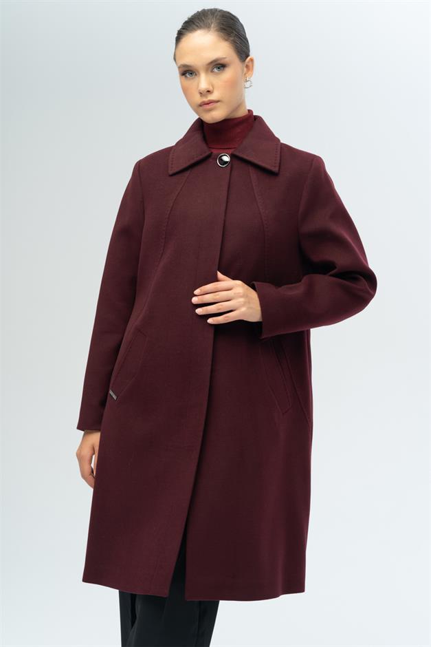 معطف بمقاس كبير مع ياقة قميص وتفاصيل منقطة أ. دامسون 3117