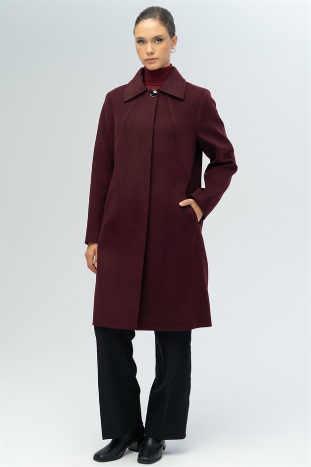 معطف بمقاس كبير مع ياقة قميص وتفاصيل منقطة أ. دامسون 3117