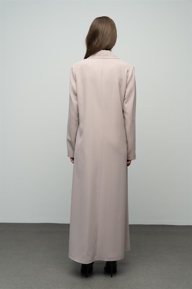 Gömlek Yaka Punto Dikiş Detaylı Büyük Beden Astarlı Pardesü TAŞ 6615