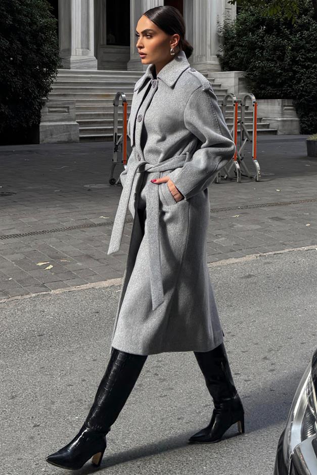 Premium Coat with Shirt Collar Point Stitch Detail A.GRI 3125