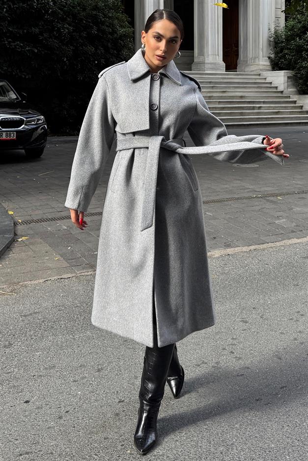 Premium Coat with Shirt Collar Point Stitch Detail A.GRI 3125