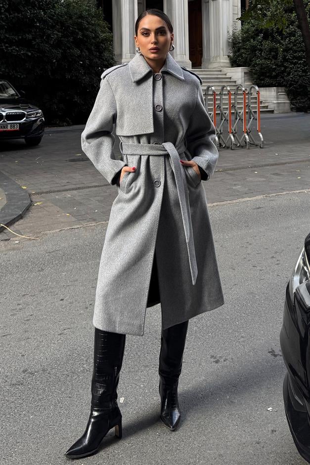 Premium Coat with Shirt Collar Point Stitch Detail A.GRI 3125