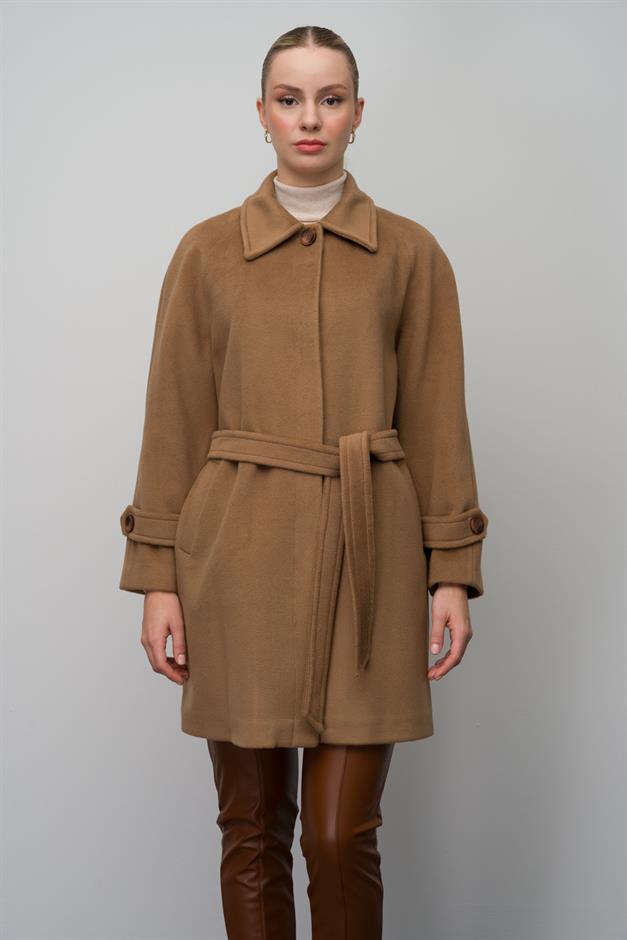 Shirt Collar Raglan Sleeve Plus Size Coat K. KAMEL 3079