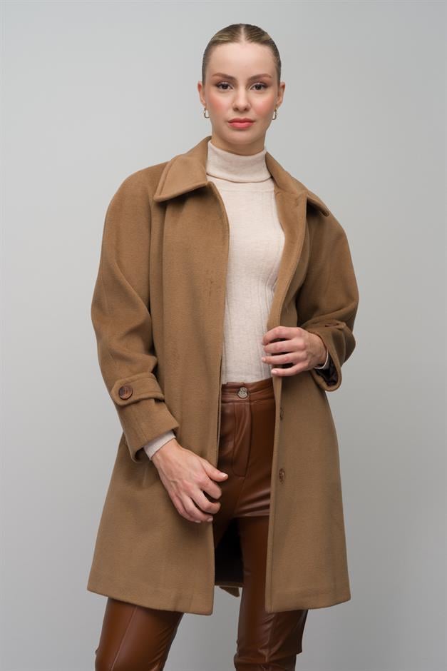 Shirt Collar Raglan Sleeve Plus Size Coat K. KAMEL 3079