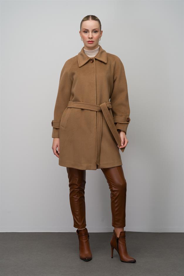 Shirt Collar Raglan Sleeve Plus Size Coat K. KAMEL 3079