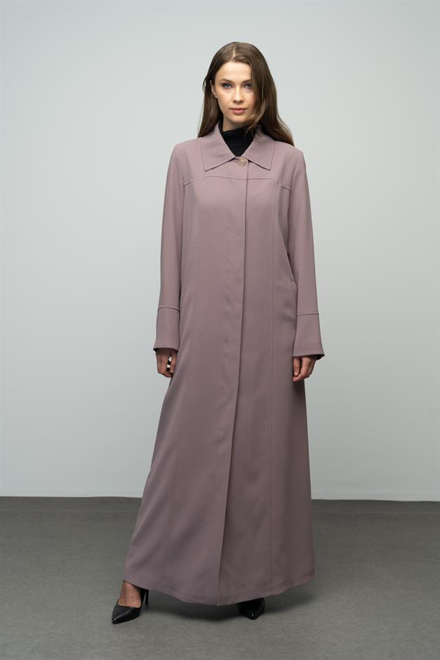 Gömlek Yaka Robadan Kuplu Büyük Beden Astarlı Pardesü VİZON 6616