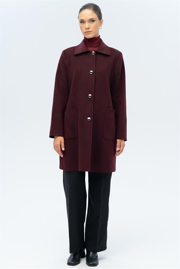 معطف بمقاس كبير مع ياقة قميص وجيب جانبي أ. دامسون 3132