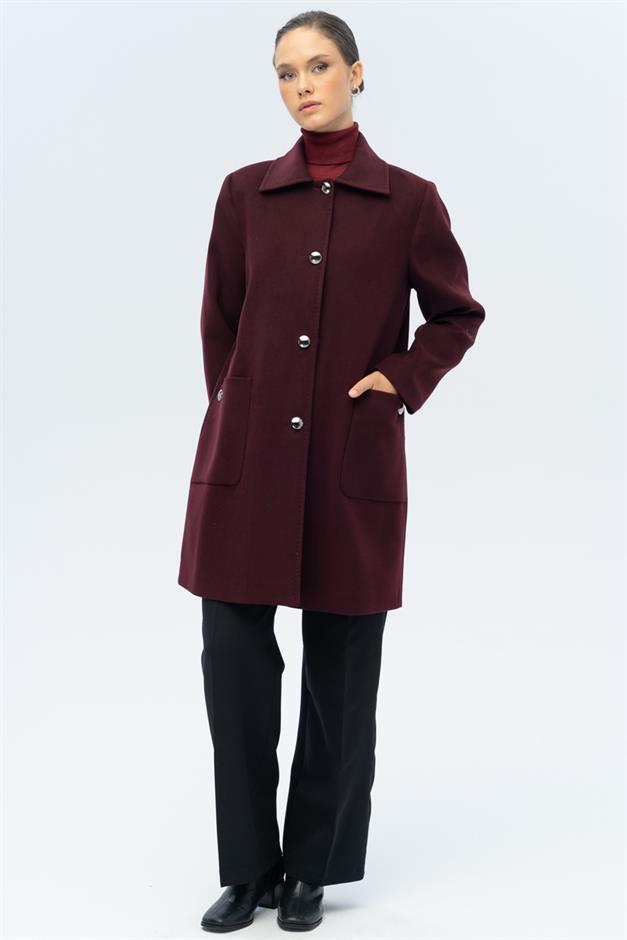 معطف بمقاس كبير مع ياقة قميص وجيب جانبي أ. دامسون 3132