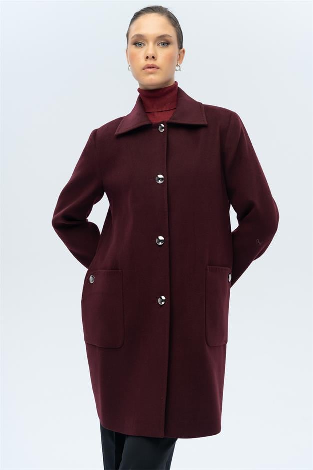 معطف بمقاس كبير مع ياقة قميص وجيب جانبي أ. دامسون 3132