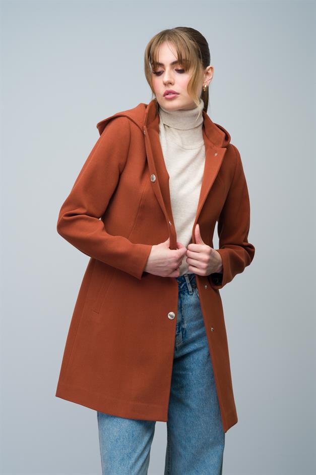 Removable Hooded Coat with a Standing Collar TILE 3003