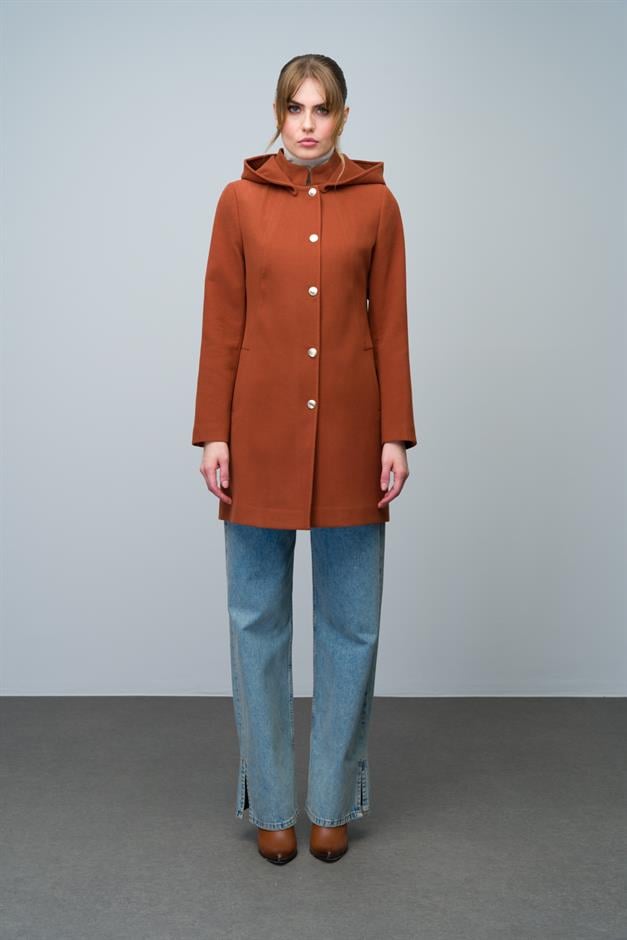 Removable Hooded Coat with a Standing Collar TILE 3003