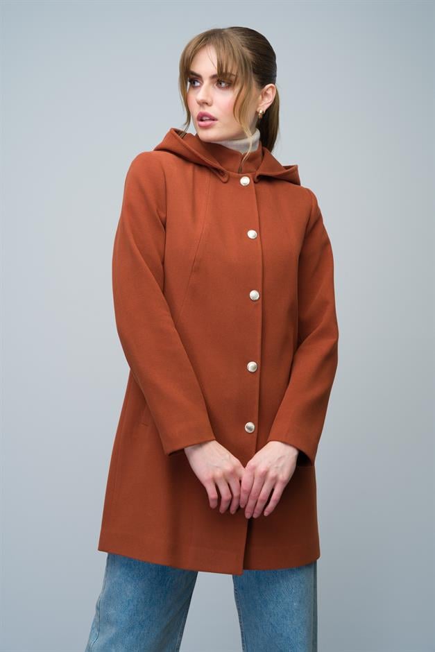 Removable Hooded Coat with a Standing Collar TILE 3003
