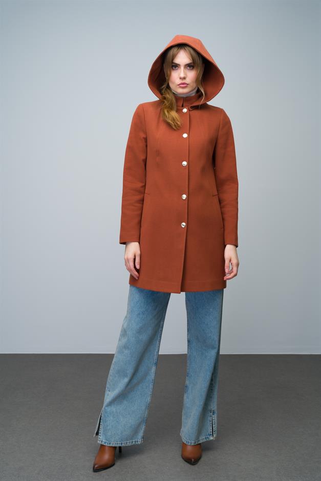 Removable Hooded Coat with a Standing Collar TILE 3003