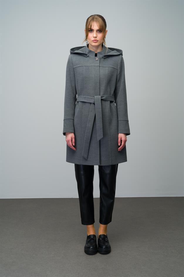 Removable Hooded Coat with a Stand Collar DARK GREY 3012