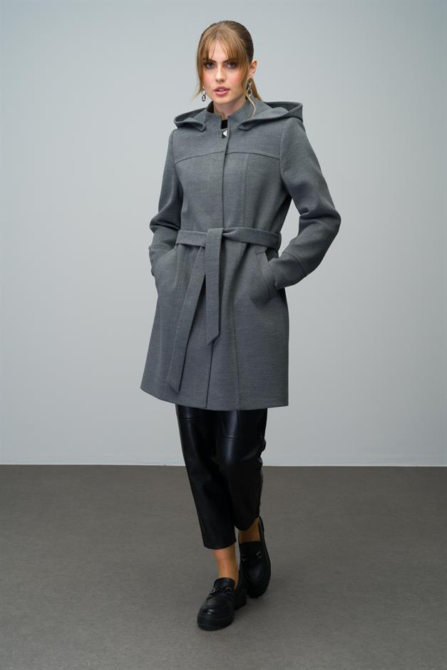 Removable Hooded Coat with a Stand Collar DARK GREY 3012