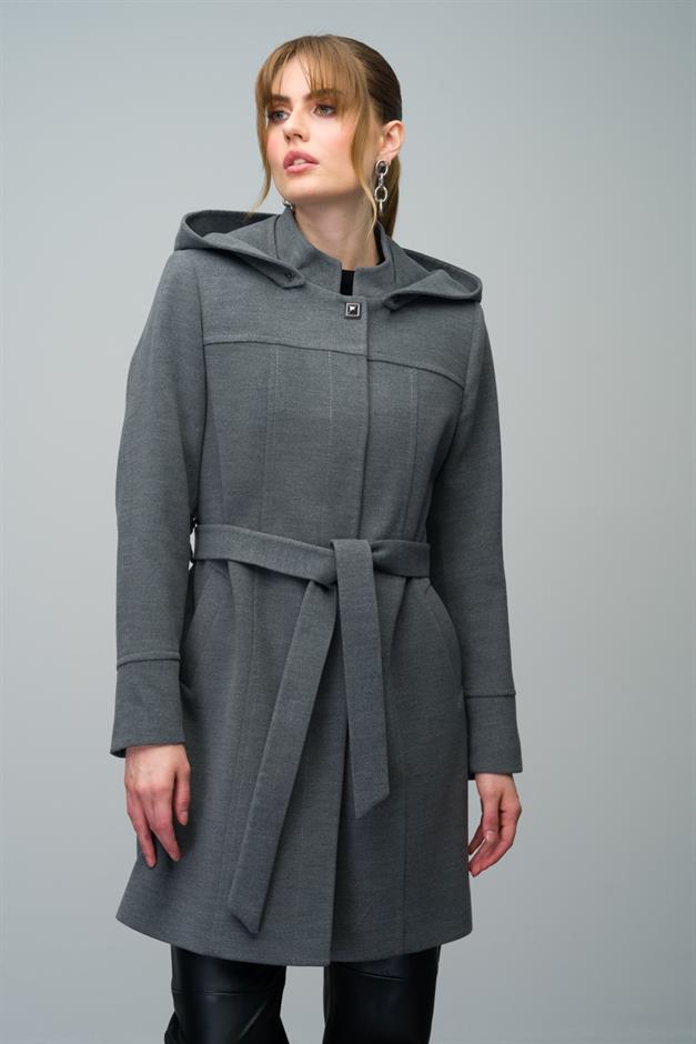 Removable Hooded Coat with a Stand Collar DARK GREY 3012