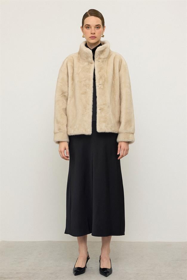 سترة حصرية بمظهر الفرو مع طوق الجد يفعل 1005