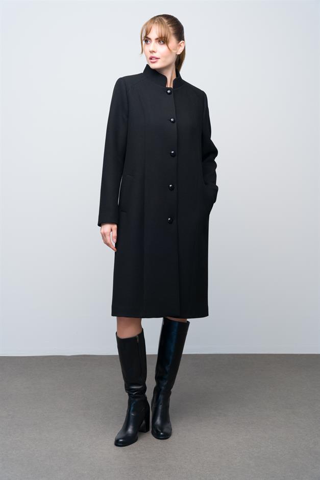 معطف منقوش بياقة الجد أسود 3024