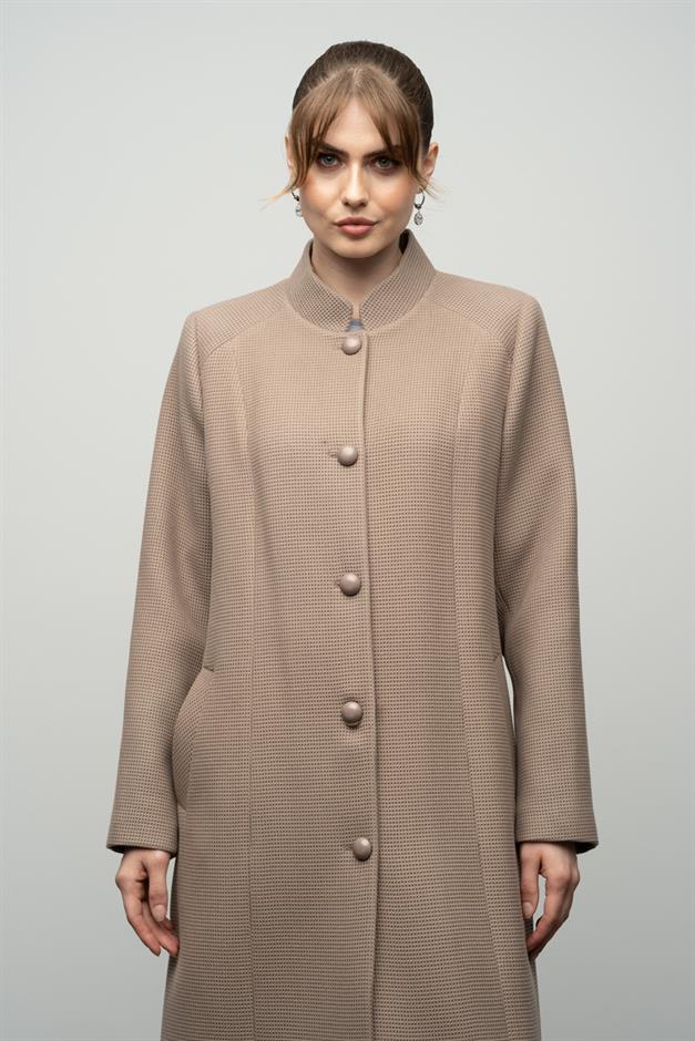 معطف منقوش بياقة الجد فيزون 3024