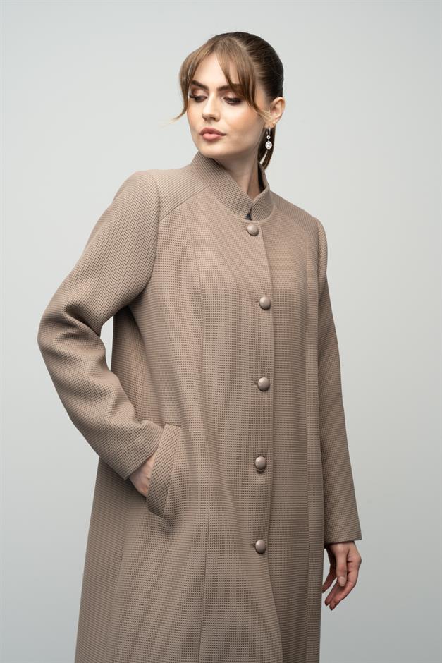 معطف منقوش بياقة الجد فيزون 3024