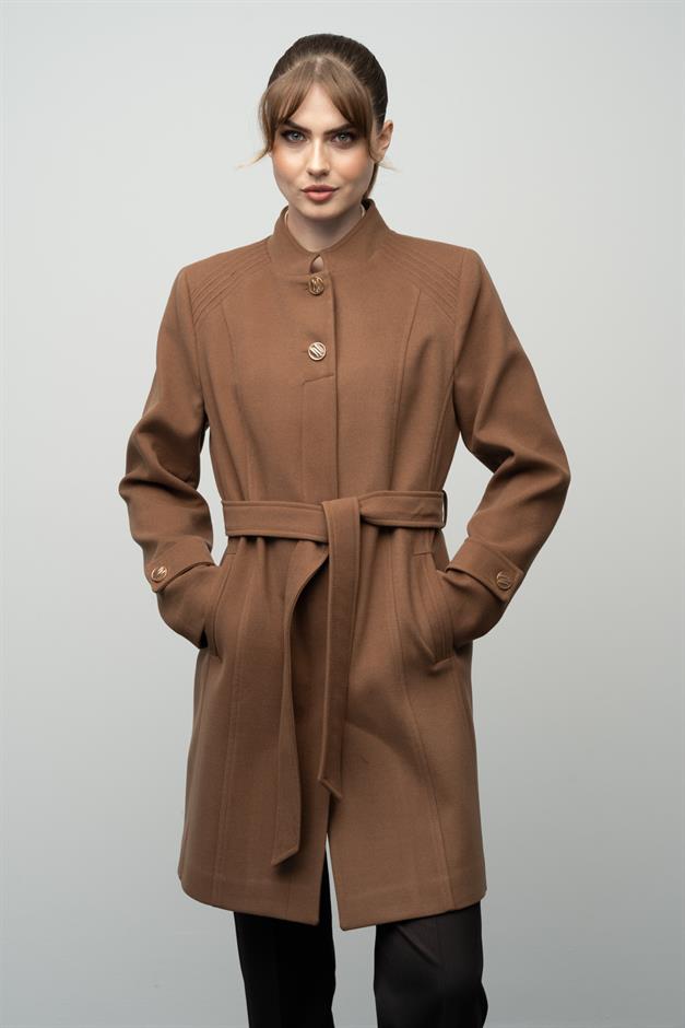 معطف جدي مضلع مفصل التبغ 3999