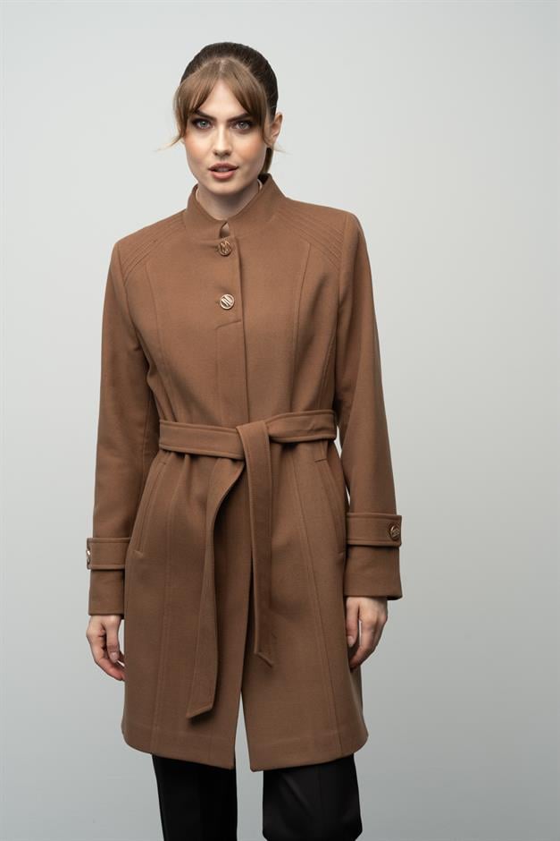 معطف جدي مضلع مفصل التبغ 3999