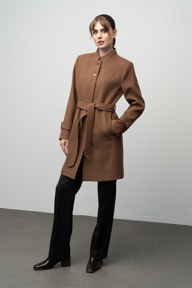 معطف جدي مضلع مفصل التبغ 3999