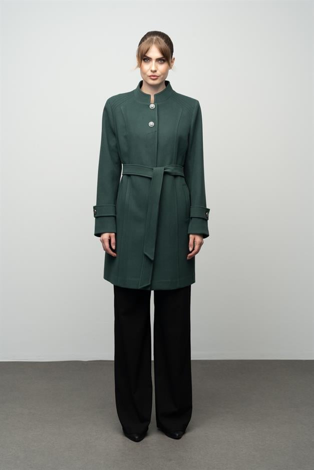 معطف جدي مضلع مفصل أخضر 3999