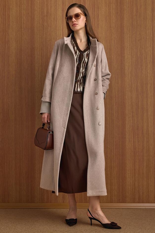 Hakim Yaka Ribana Detaylı Uzun Moher Kaban KUM 3160